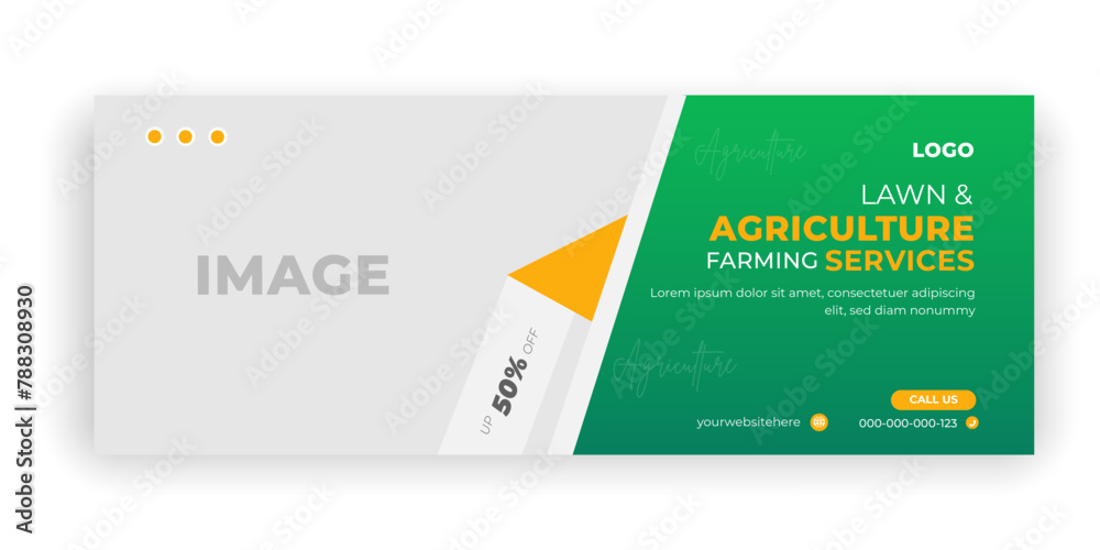 Agricultural and farming services web banner or social media post lawn gardening banner template