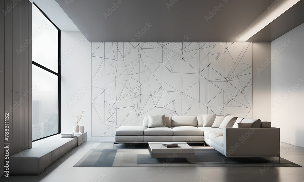 Image showcasing wallpaper, representing an apartment interior with its furniture ...