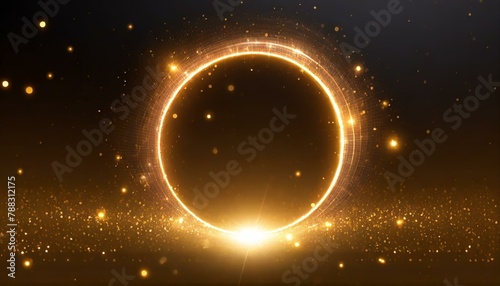 Wallpaper luminous swirling. Elegant glowing circle. Sparking particle. Stand for banding