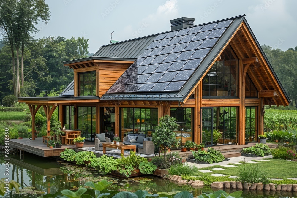 Environmentally conscious home with solar panels