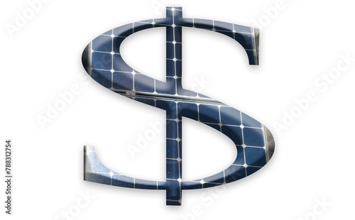 Digital composition - Dollar symbol with photovoltaic solar panels.  photo