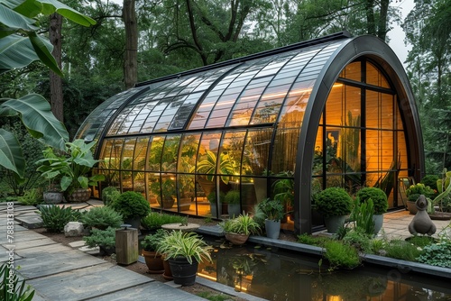 Spectacular modern greenhouse in picturesque setting