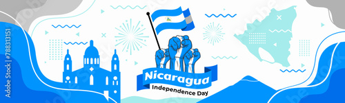 Nicaragua Independence Day Banner. National holiday celebrated on September 15. Vector template for banner, greeting card, flyer, etc.

