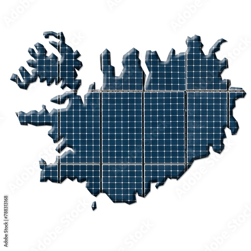 Solar energy photovoltaic panels in the shape of a map of Iceland © Richard