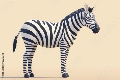 Zebra 3d, cartoon, flat design