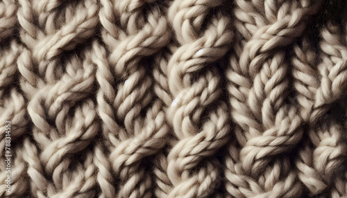 Tessuto a maglia intrecciato, texture di maglione di lana color panna photo