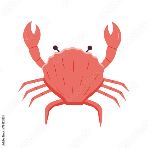 Crab doodle style icon. Vector illustration of river and marine life. Isolated on white delicacies seafood.