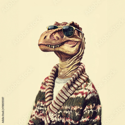 Stylish Dinosaur with Sunglasses