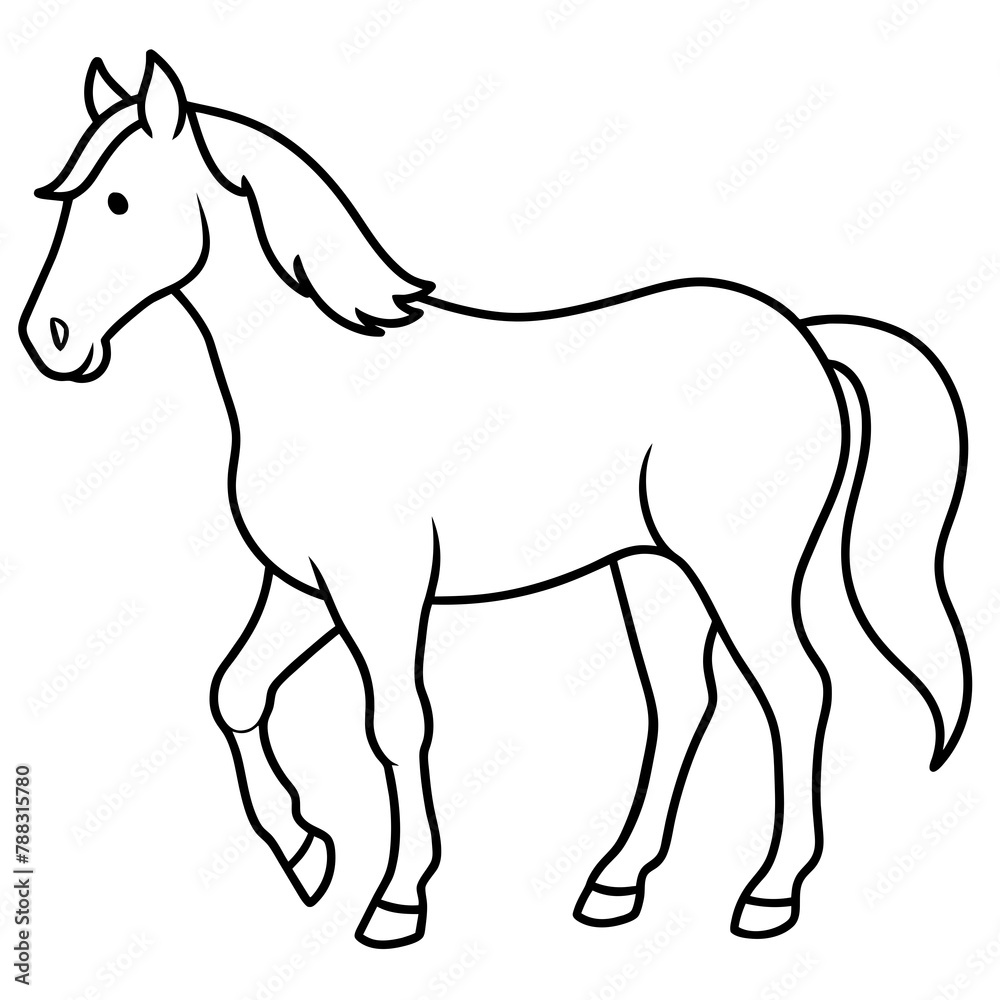 horse illustration mascot,horse silhouette,horse vector,icon,svg,characters,Holiday t shirt,black horse drawn trendy logo Vector illustration,horse line art on a white background