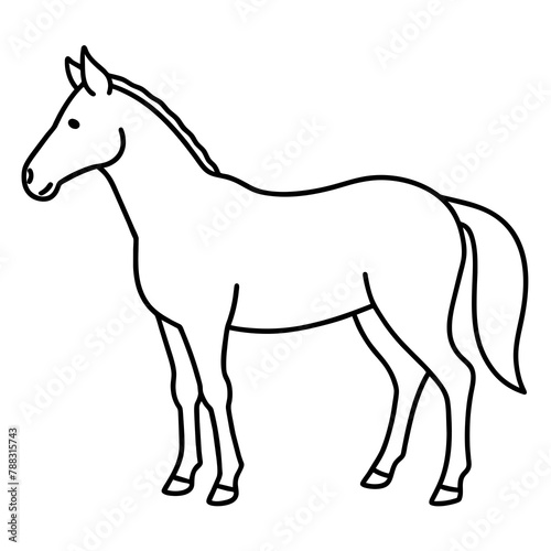 horse illustration mascot,horse silhouette,horse vector,icon,svg,characters,Holiday t shirt,black horse drawn trendy logo Vector illustration,horse line art on a white background © SK kobita