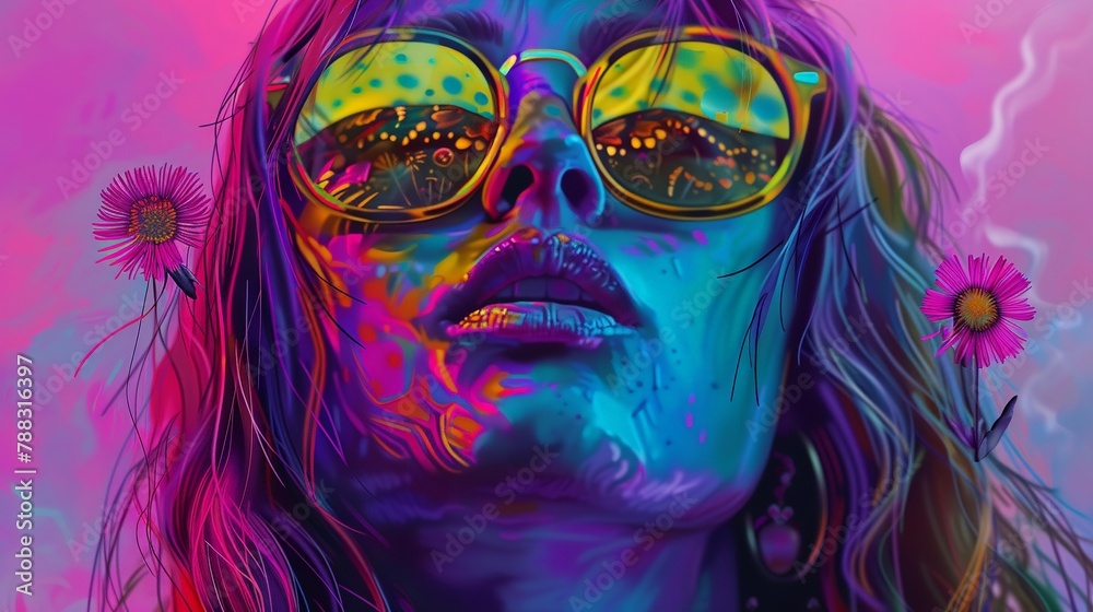 Hippie vibe, flower power, colorful, freespirited, joyful expression, Hippie vibe, flower power, colorful, freespirited, joyful expression,