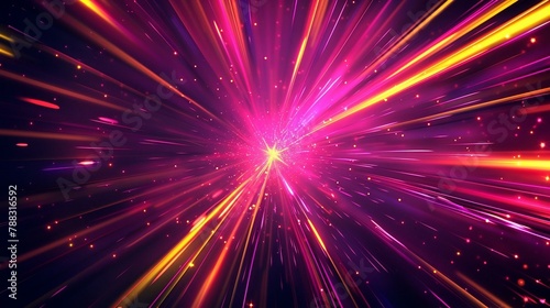 abstract dark background with pink and yellow lines  starry explosion effect 