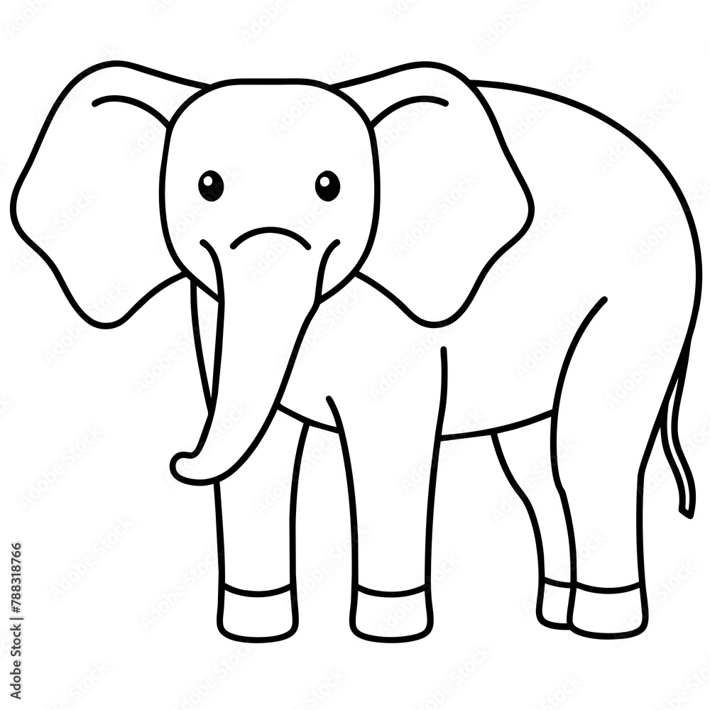 Fototapeta premium elephant illustration mascot,elephant silhouette,horse vector,icon,svg,characters,Holiday t shirt,black elephant drawn trendy logo Vector illustration,elephant line art on a white background