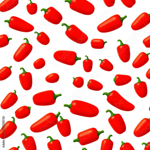 3d red bell pepper pattern on Isolated transparent background png. generated with AI