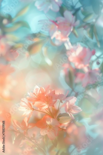 Vertical Beautiful floral spring abstract background of nature. Space for text. © Hunman