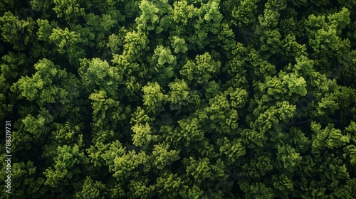 Aerial view of a dense green forest for environmental themes hyper realistic 