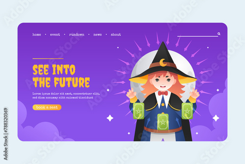 Hand drawn cartoon magic and witchcraft landing page
