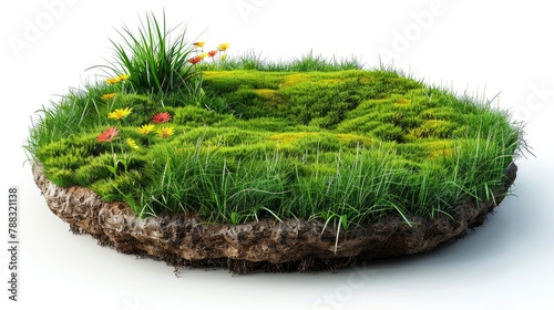 grass green circle land ground floor garden or garden earth soil land layer and green grass floor circle section land isolated on white background d illustration renderillustration photo