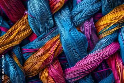 Microscopic image of textile fibers interweaving