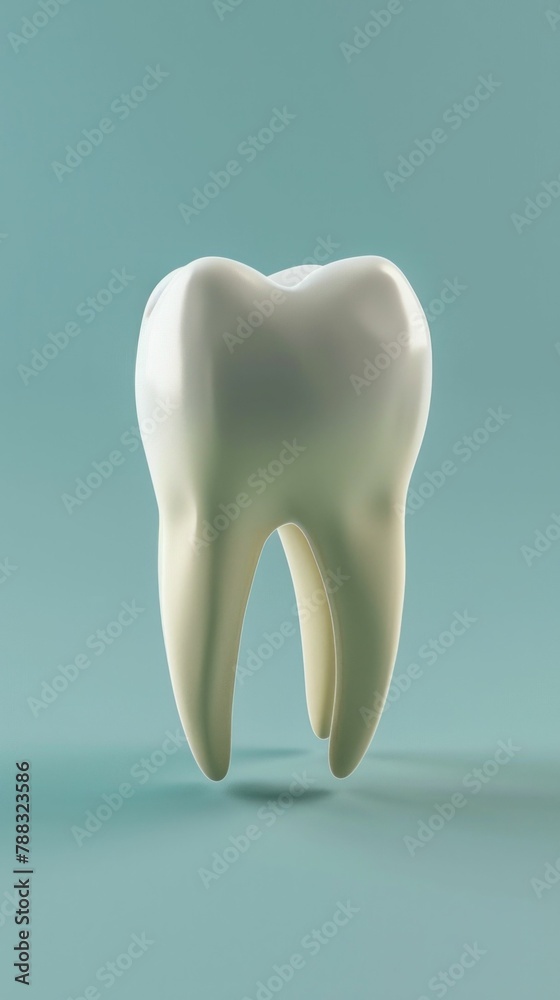 3D ing of a single human tooth isolated on a vibrant blue background for dental and medical concepts 3D ing of a single human tooth isolated on a vibrant blue background for dental and medical concepts