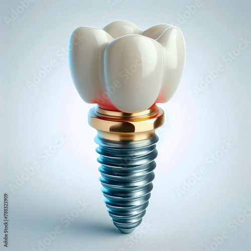 Dental implant isolated on white background. 3d render illustration.