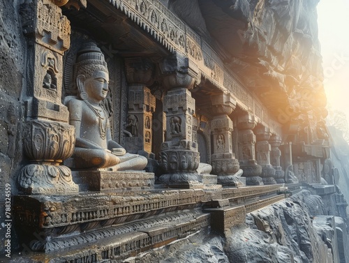 Ellora Caves, rock-cut temples in India photo