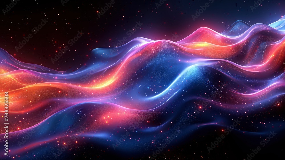 holographic neon fluid waves dark background abstract background with wavesphoto illustration