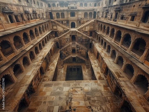 Chand Baori, one of the deepest stepwells in India located in Rajasthan photo