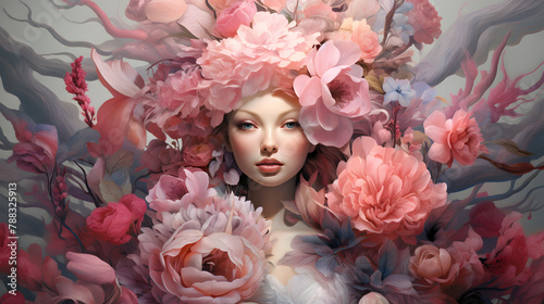 Enchanted Floral Beauty Portrait