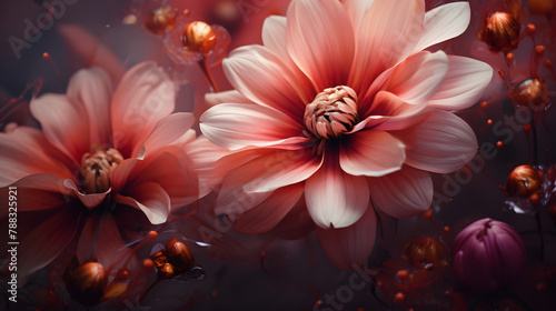 Mystical Blooms in Crimson Twilight 