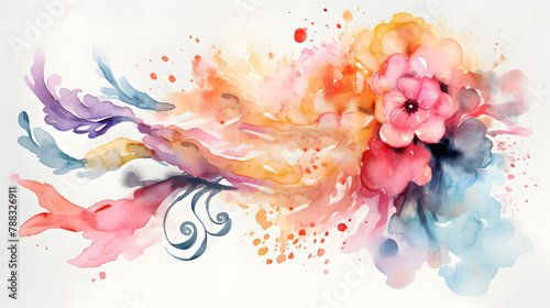 Abstract Watercolor Floral Splash Artwork