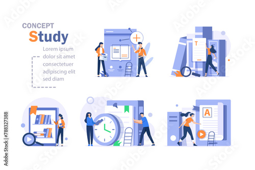 E-library abstract concept,Digital learning, online database, content store, web search, ebook reader