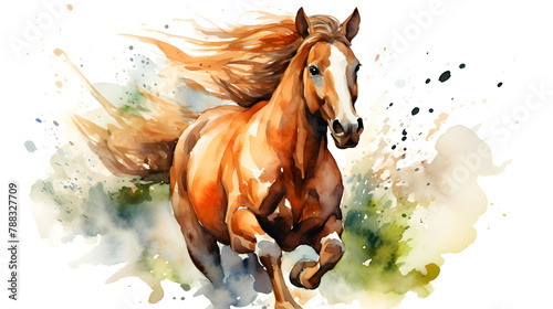 Dynamic Watercolor Horse Portrait with Splashes