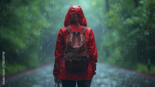 woman standing in rainimage illustration photo