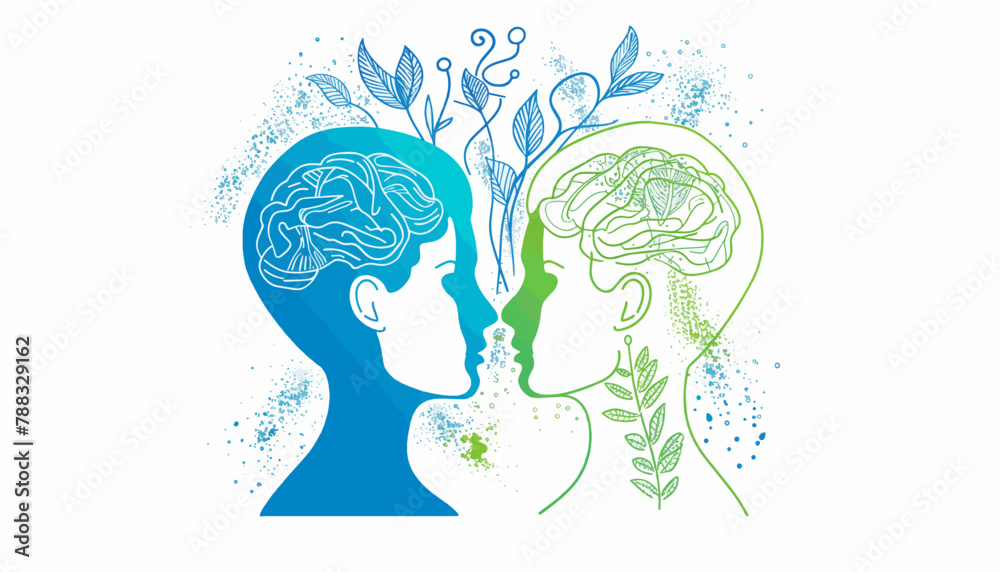 Mental health, psychology vector concept. Positive thinking, self care, healthy slow life. Wellbeing, wellness mind. Mental health, psychology vector concept. Positive thinking, self care, healthy slow life. Wellbeing, wellness mind.