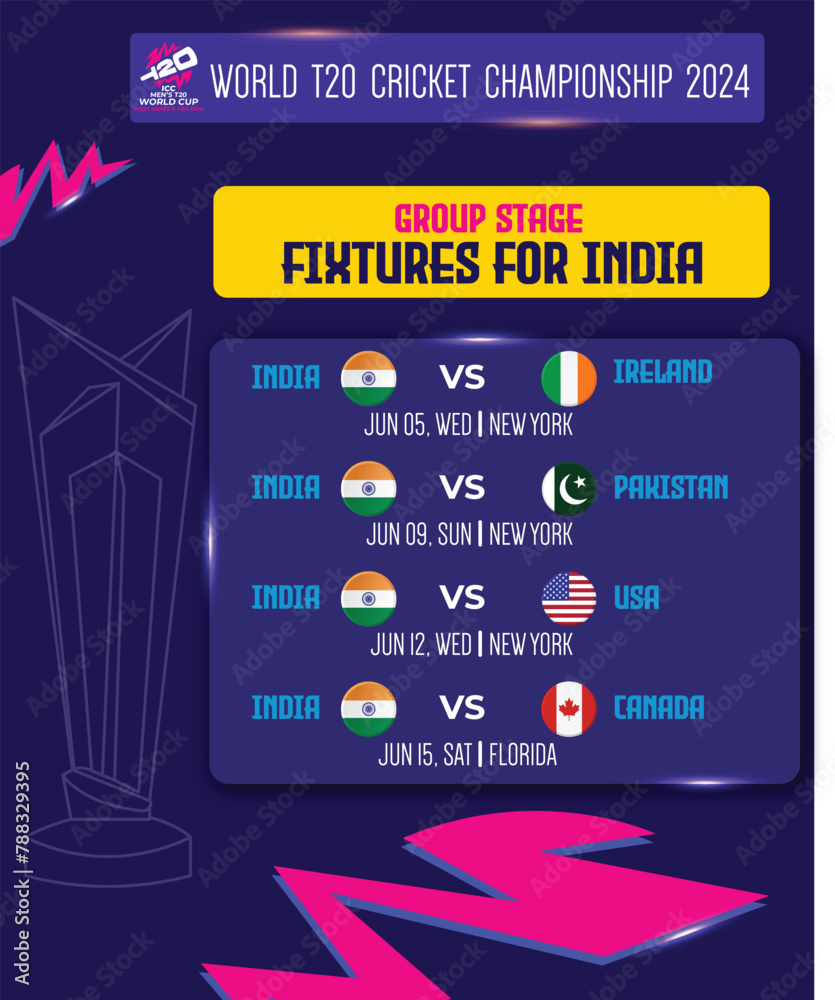 cricket match schedule template for india in T20 World cup 2024 format Stock Vector Adobe Stock