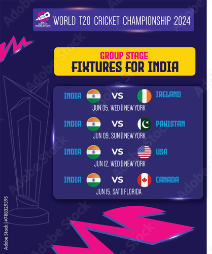 cricket match schedule template for india in T20 World cup 2024 format
