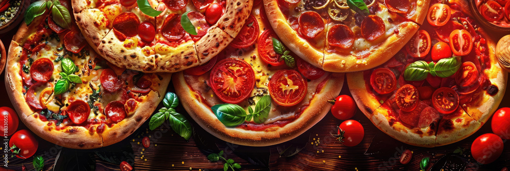Decadent Italian Pizza Graphic Wallpaper for Restaurant Flyer or Menu