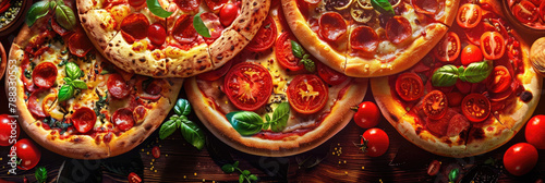 Decadent Italian Pizza Graphic Wallpaper for Restaurant Flyer or Menu