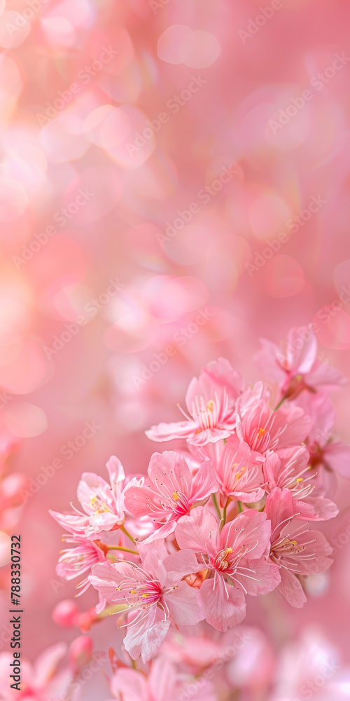 Vertical Cherry Blossom in spring with Soft focus, Sakura season.
