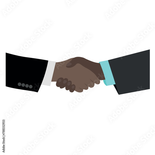 Handshake, two black male hands close up, business, agreement, deal, isolate on white, flat
