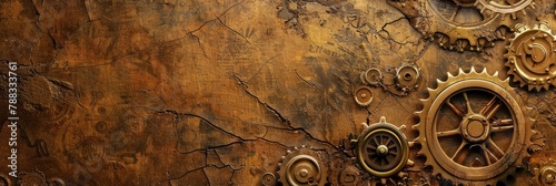 Steampunk Mechanical Textured Graphic Wallpaper with Copy Space for Corporate Presentations