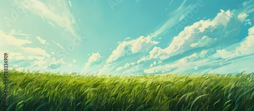 Green field and clear sky photo