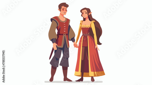 Young couple dressed in middle ages clothes. 