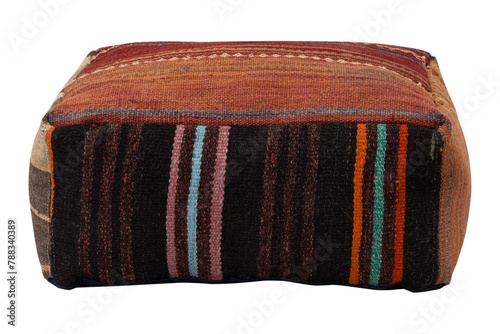 Moroccan pouf mockup png floor pillow in upcycled rugs