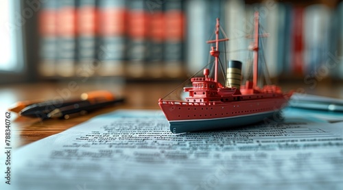 Model of a Boat on Map, Insurance in the shipping industry