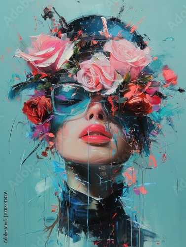 Woman With Flower Adorned Hair Painting