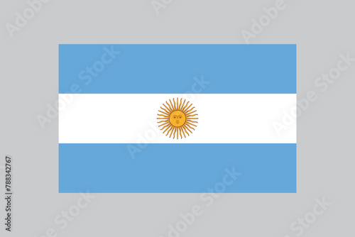 Flag of Argentina, Argentine flag in 5 to 8 proportion, vector illustration with a grey background