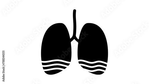 lung pneumonia, black isolated silhouette