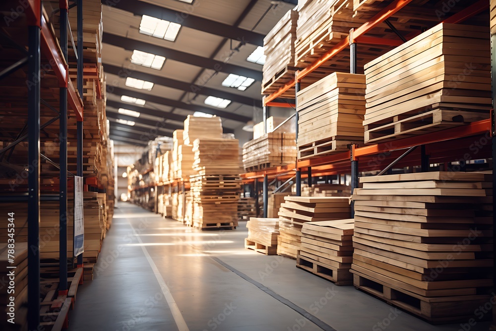 Large warehouse with a lot of pallets and boxes. Industrial background Large warehouse with a lot of pallets and boxes. Industrial background